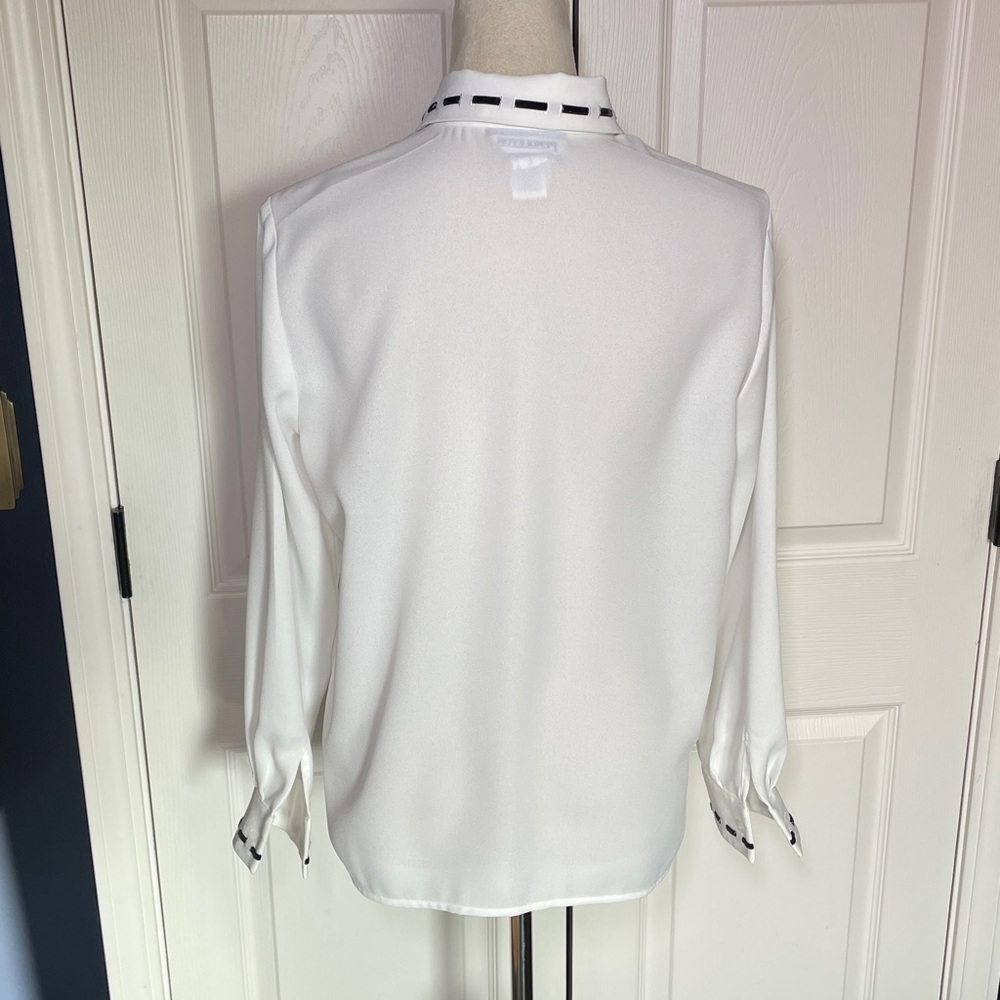 Vintage Pendleton White Button-Down Blouse Black … - image 4